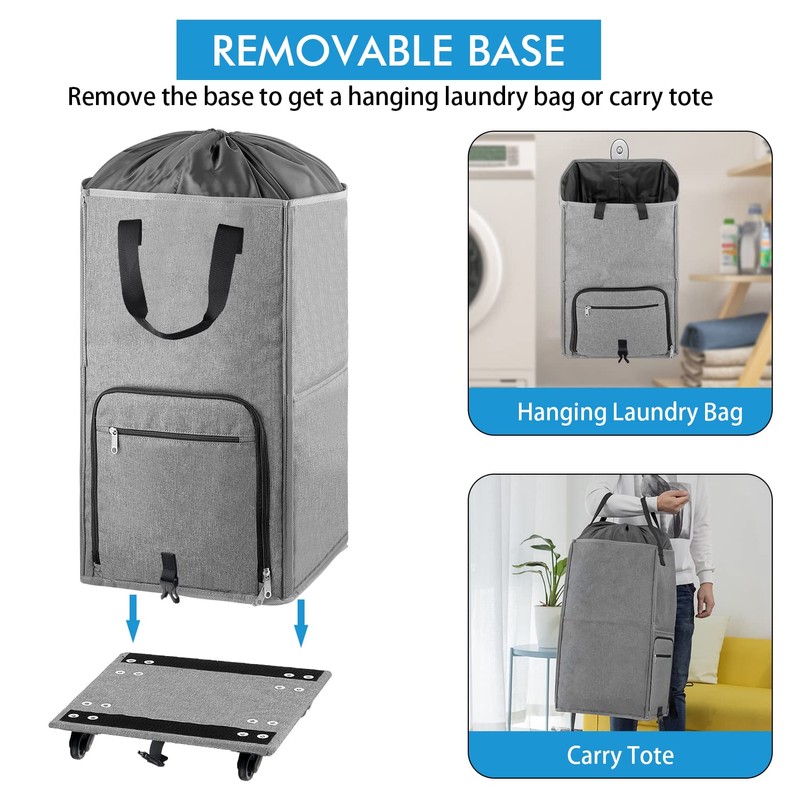 Laundry Hamper with Wheels, Bukere Large Rolling Laundry Basket with