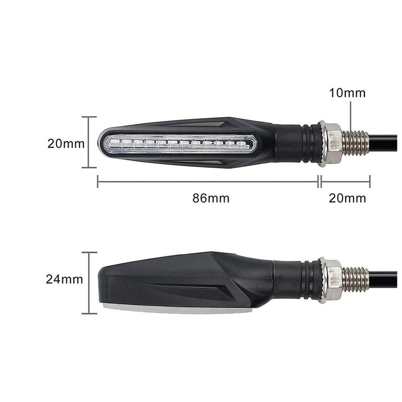 4PCS Motorcycle LED Turn Signal Flowing Water Light Amber Blinker