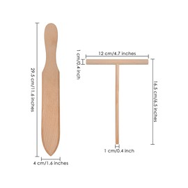 DS. DISTINCTIVE STYLE Crepe Spreader and Crepe Spatula Kit Set of 2 Crepe Tools Wooden Spatula and 4.7-inch T-shaped Tool