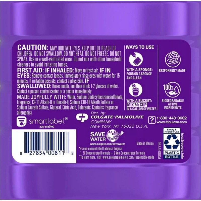 Fabuloso Multi-Purpose Cleaner, 2X Concentrated Formula, Lavender Scent, 210 oz.