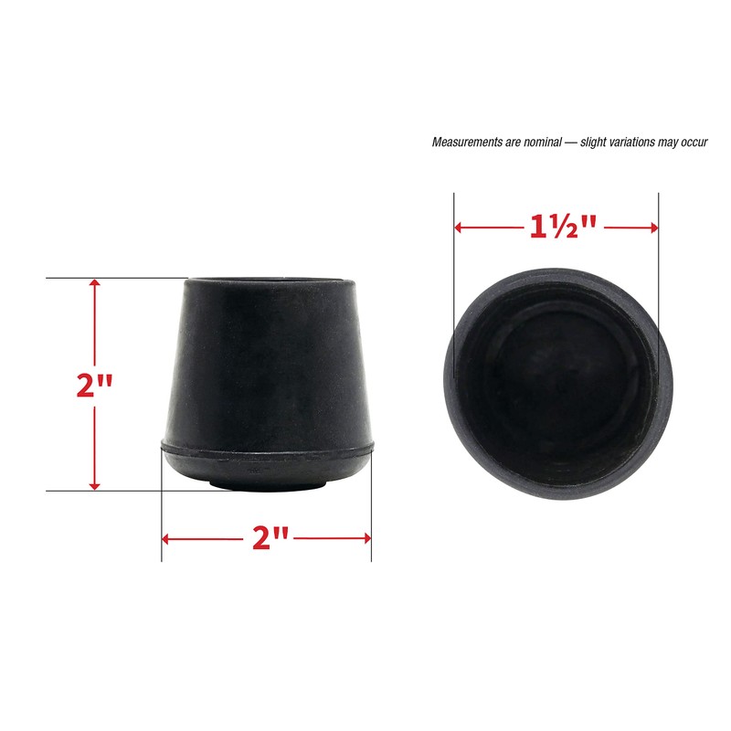 Shepherd Hardware 2 Pack Non-Slip Round Rubber Leg Tip Protectors