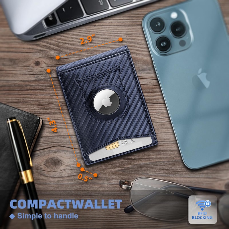 KS Mens Wallet Gift Airtag or Standard Use,Slim Front Pocket