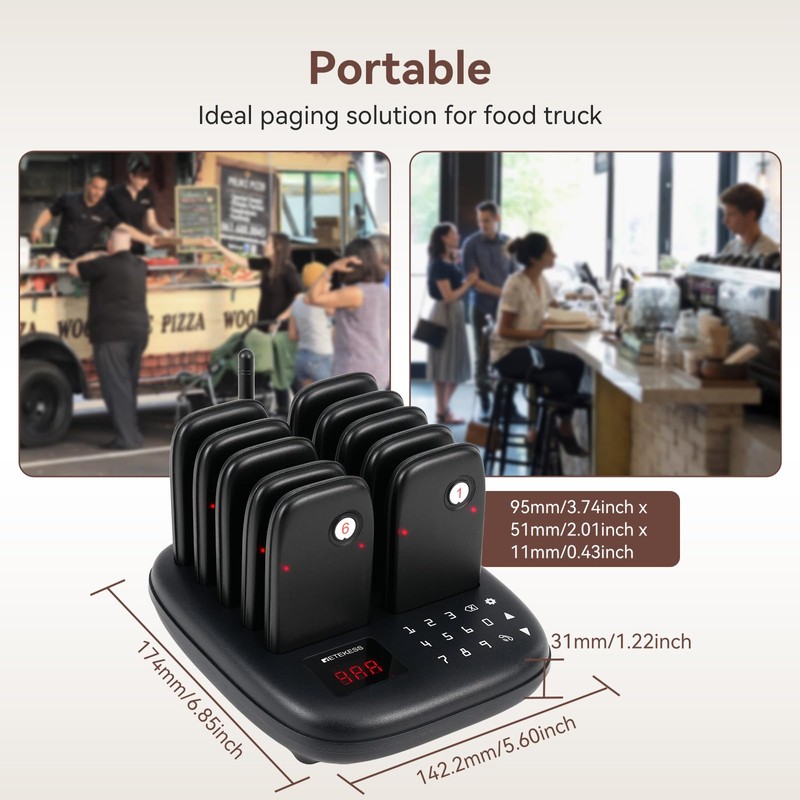 Retekess TD175S Restaurant Pager System, Wireless Calling System, Set with