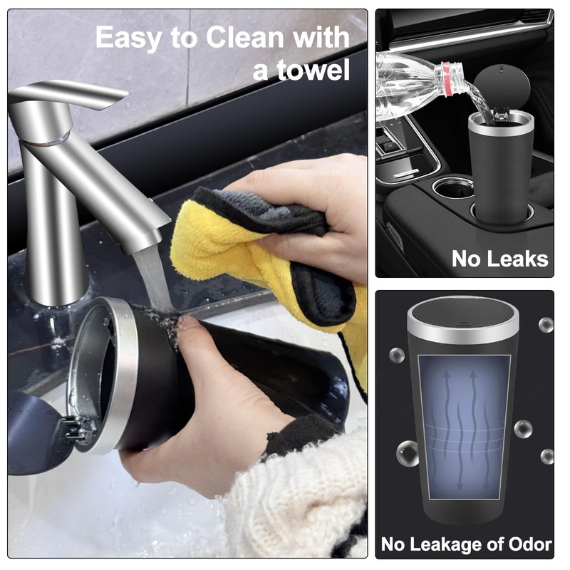 KINGTLE Car Trash Can with Lid, Small Automatic Rebound Portable