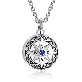 GMXLin Compass Cremation Jewelry Urn Necklace for Ashes Men Women Stainless Steel Memorial Keepsake Pendant for Dad Mom Grandma Grandpa