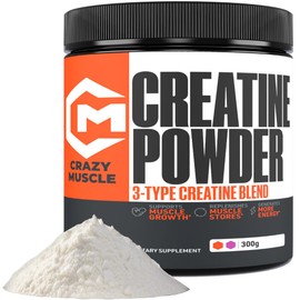 Crazy Muscle Creatine Monohydrate Powder 5g, Premium 3X ThreeAtine Micronized Creatine, 60 Servings, Unflavored Pre & Post Workout Muscle Mass & Strength Support