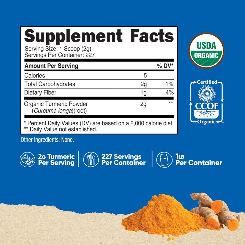 Nutricost Nutricost Organic Turmeric Root Powder 1 LB (16oz) -