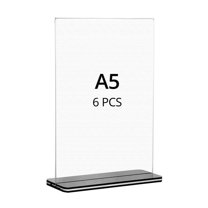 QWORK® Pack of 6 A5 Acrylic Table Stands with Solid