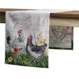 Maison d' Hermine Tablerunner 100% Cotton Decorative Washable Table Runners for Home, Kitchen, Dining, Party & Camping - Gifts for Mothers day Spring & Summer (Basse Cour, 37cm x 180cm )