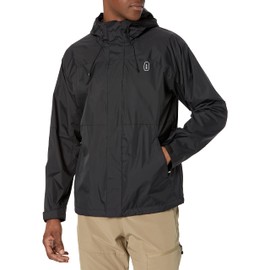 BASS OUTDOOR Men’s Firebird Zip-Front Rain Jacket with Drawstring Hood, Black, S