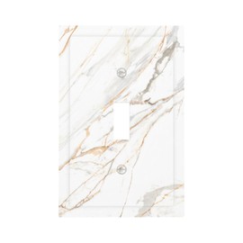 Lhdlnn White Gold Marble Light Switch Cover Decorative 1 Gang Single Toggle Wall Plate Electrical Switchcover Faceplate for Kitchen Bathroom Bedroom 5" x 3"