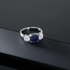 Gem Stone King 4.02 Cttw Blue Sapphire and White Topaz