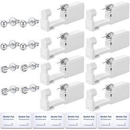 JOOTUEPO Ear Piercing Gun, 8 Pieces Disposable Ear Piercing Gun, Painless Safety Ear Piercing Kit with Studs and Alcohol Cotton, Aseptic Earrings Disposable Gun for Women and Men