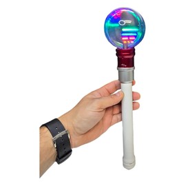 LED Light-Up Spinning Star Magic Ball Wand (13.5") Plastic. Batteries Included. Colorful Bright LED Light Up Sensory Toy for Toddlers Kids Boys and Girls Party Favor (1 Red Wand)
