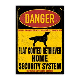 Flat Coated Retriever Sign Danger Security System Door Sign Dog Sign