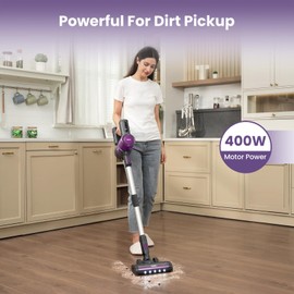Gevi Cordless Carpet Vacuum Cleaner for Home, Ultra Long Battery Life Cordless Stick Vacuum with Hy-HEPA, 400W Powerful Sunction, Deap Clean Vacuum for Hardwood Floor, Carpet & Pet Hair