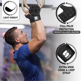 Stealth Sports Weight Lifting Workout Gloves Men Women Non-Slip Gel Padded Grip Full Palm Protection for Pull ups Gym Training Fitness Weightlifting Bodybuilding Exercise Gloves,R7 - Black (L)