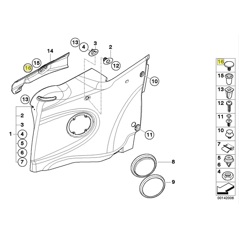 MINI R52 Rear Interior Trim Clip Rivet Plug 7151136 07147151136