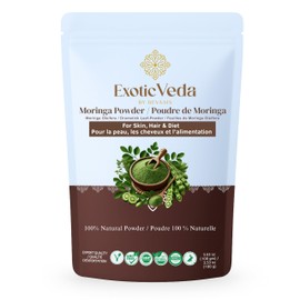 Exotic Veda Moringa Powder 100g (3.52oz) | 100% Pure & Natural Superfood | Nutrient-Rich, Antioxidant-Packed | Vegan & Gluten-Free | for Smoothies, Teas, Soups & Daily Wellness