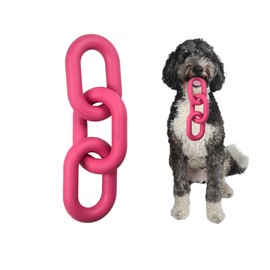 Doug's Dog Supplies Chain Link Tug Toy, Tug Toys for Dogs, Rubber Chain Toy for Tug of War (Pink)