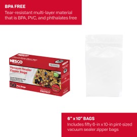 Nesco Vacuum Sealer Pint Zipper Bags - 50 count