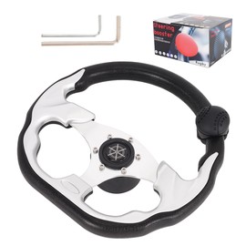 Boat Steering Wheel 3-Spoke D Shape with Steering Wheel Knob-Sliver