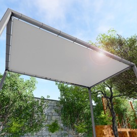 Windscreen4less 7' x 16' Waterproof Sun Shade Sail Straight Edge Outdoor Canopy Cover UV Block for Lawn Patio Backyard Garden Deck Pergola (Light Gray)