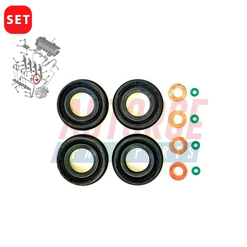Fuel Injector Seal Washer O-Ring Set For SKODA Octavia Roomster