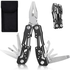 Navaja Multiherramienta Alicates，24 en 1 Multiherramienta Alicatesdestornilladores, abridor de botellas, accesorios geniales para hombres, el mejor regalo para novio, papá, él, marido (negro)