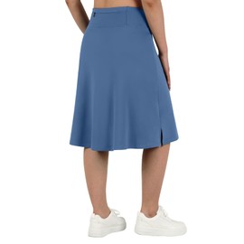 ANIVIVO Women's Skorts Knee Length, Modest Long Athletic Sports Casual Skirt with High Waisted Pockets(Steel Blue,XL)