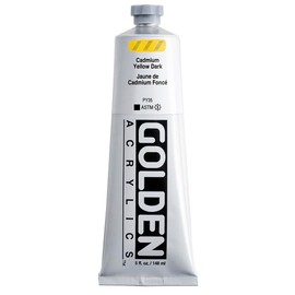 Heavy Body Acrylics by GOLDEN, Cadmium Yellow Dark, 5 fl. oz. Tube, Professional Acrylic Paint, Opaque