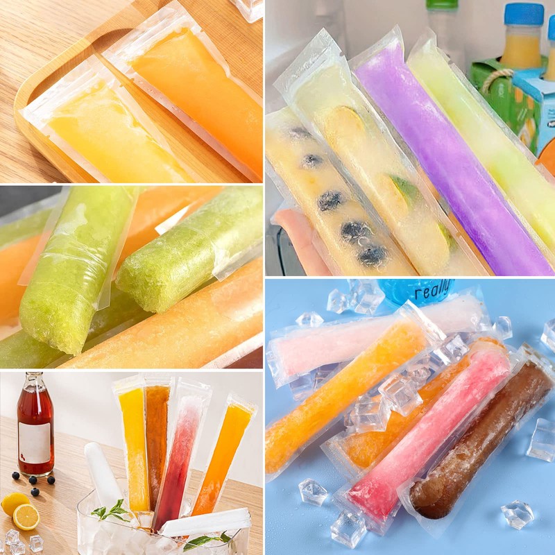 FEBSNOW 200 Disposable Ice Popsicle Bags BPA Free Freezer Tubes