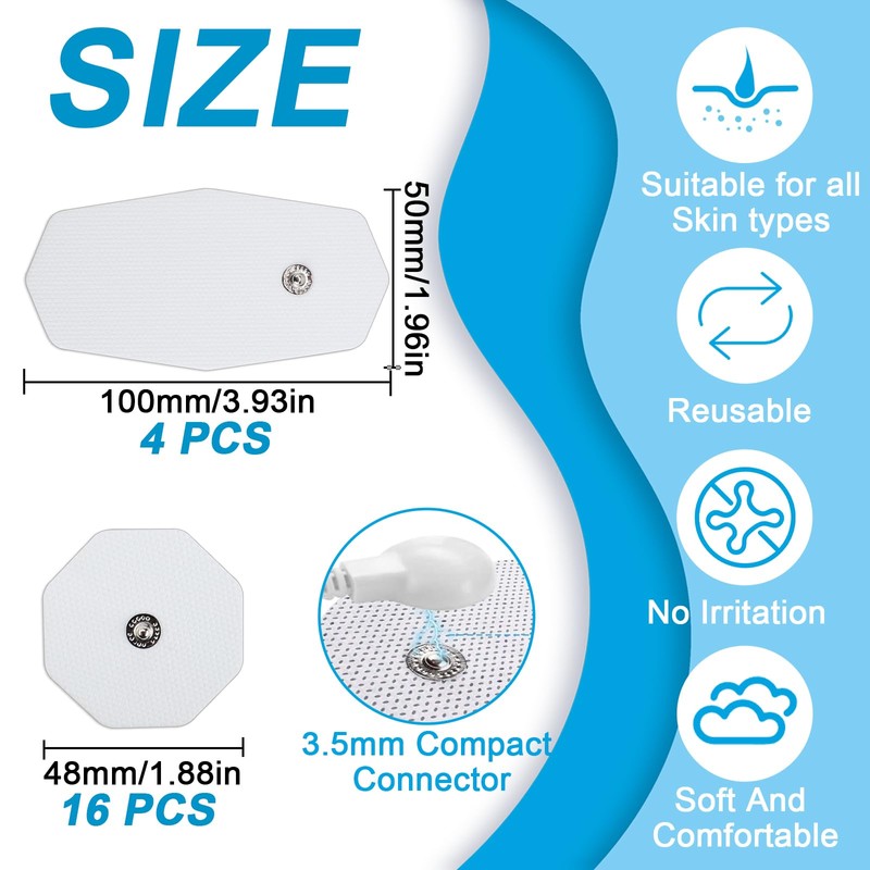 QGGTQG TENS-EMS Electrode Pads Set of 20 Electrode Replacement Set