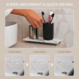 Natureva Home - Stone Sink Caddy | Fast Drying Diatomite Tray | Kitchen, Bathroom Accessories Organiser | Made of Natural Diatomaceous Earth | Absorbing Water Instantly | Design Flow | Colour Chalk