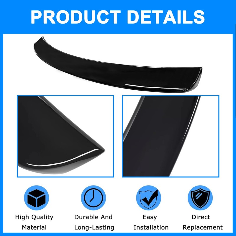 Collect Light Glossy Black Rear Spoiler Wing for 2011-2023 Chrysler