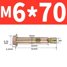 10Pcs Expanding Bolts,Carbon Steel Anchor Expansion Bolt,M6*70MM Expanding Bolts,For Wall