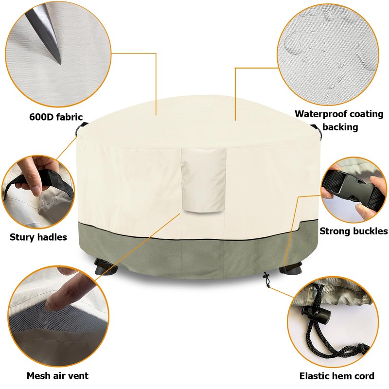Dalema Fire Pit Cover,Outdoor Heavy Duty 600D 100% Waterproof Fire