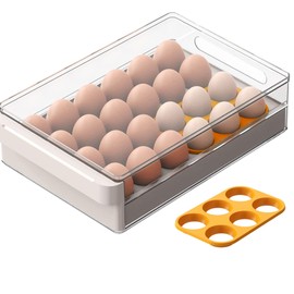 vacane Egg Storage Container for Refrigerator BPA Free Refrigerator Organizer Bins,Stackable Egg Holder for Refrigerator,24 Egg Tray,Clear Egg Drawer