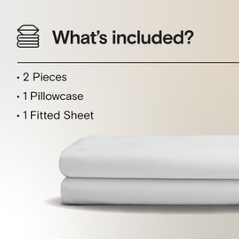 DOZ Sheet Set, 100% Viscose derived from Bamboo, Organically Grown, Buttery Soft, Cooling Sheets, High GSM, Deep Pockets - 2 Piece - 1 Pillowcase 1 Fitted Sheet (Snow, Twin)