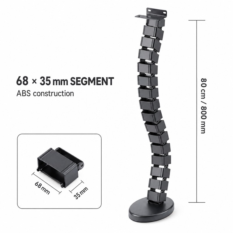 Under Desk Cable Management Spine, 31.5–59.1 in, Black White or