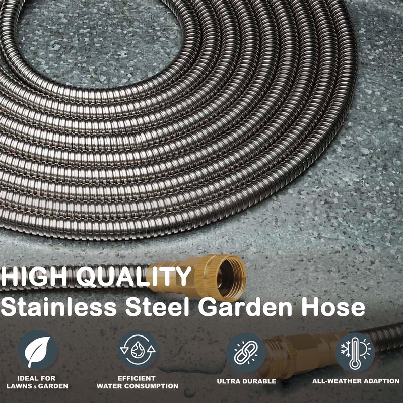 FangFarm Flexible Metal Garden Hose: 150ft Stainless Steel Water Hose