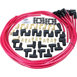 Dragon Fire Retro Series Transparent Red and Black Ceramic True Universal Spark Plug Wire Set For All Buick Chevy Chrysler Dodge Ford Mopar Pontiac V6 V8 SBC BBC SBF BBF and More Oem Fit PWJ218-BTR
