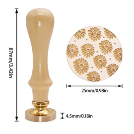 QINGNING 3D Wax Seal Stamp - Brass Head, Wooden Handle, Flowers No.6 - Wedding, Christmas, Craft & Art - High Viscosity, Not Water Resistant