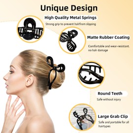 3 PCS Bow Hair Clips for Women Nonslip Large Hair Bow Claw Clips for Thin and Thick Hair Hold Hair Bows Styling Hair Accessories for Women (Milk coffee/Cream white/Khaki)