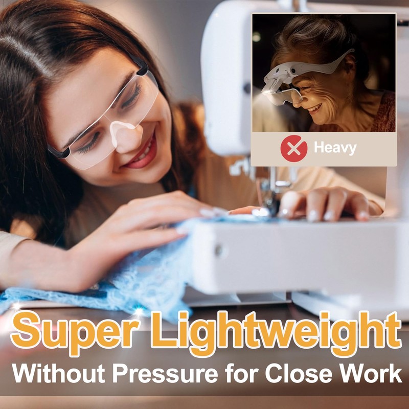 OKH 2-Pack 200% Magnifying Glasses for Close Work Hands-Free Ideal