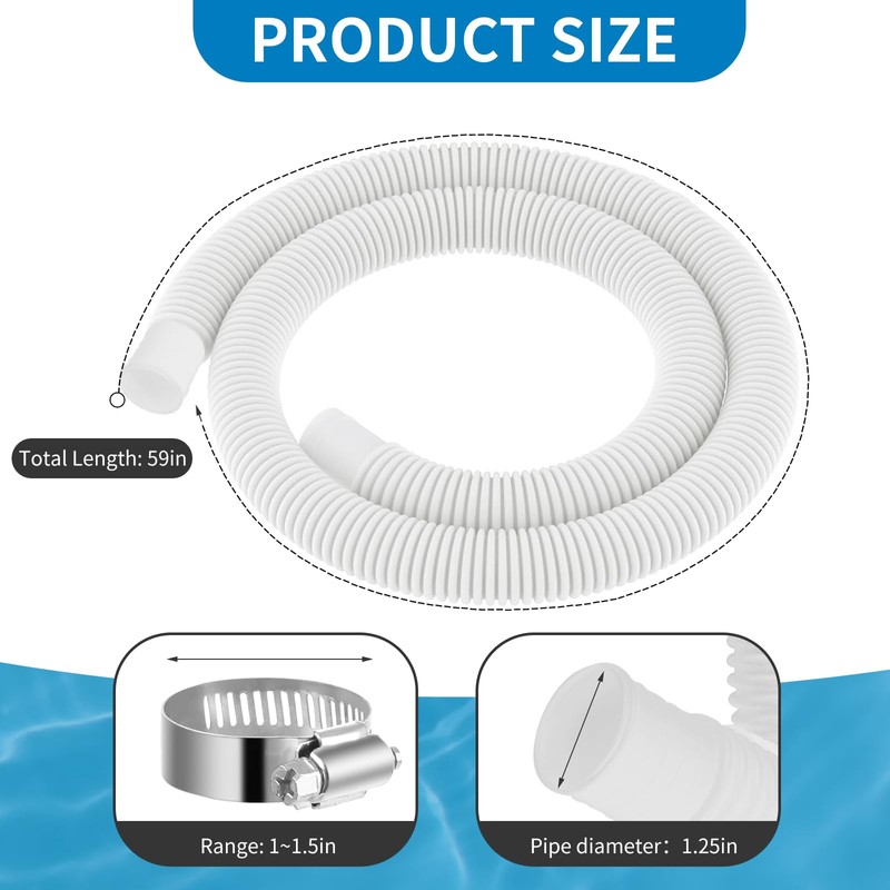Pool Hose Compatible with Bestway Above Ground Pools, Pool Filter