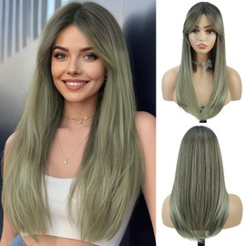 BECUS Hair Toppers for Women with Thinning 20 Inch Long Straight Synthetic 360° 3D Realistic Topper with Bangs Hair Pieces Fluffy Wispy Clip in Bangs (Ombre Light Brown)