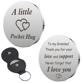 Grandpa Gifts Father's Day Gifts For Grandpa Pocket Hug Token With Leather Keepsake Grandfather Birthday Gift Keychain For Grandparents Retirement Christmas From Granddaughter Grandson Grandkids