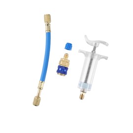 HOPESPANNER Oil Injectors Kit 30ml Hand Push Compressor Manual AC Oil Dye Injector with Quick Coupler 1/4 SAE Connector Car HVAC Compressor Oil Dye Injector Replace Parts Vehicle Components