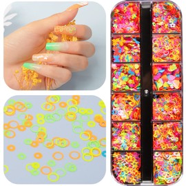 Fluorescent Glitter Nail Art Sequins, Holographic 3D Glitters Flakes Design, Love Heart Butterfly Flowers Letters Stars Circle Supplies for Women Manicure Charms Decorations DIY Resin Nail Art Tips
